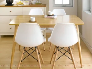 Bộ Bàn Ăn 4 Ghế IBIE Sarah Màu Trắng Mặt Veneer Gỗ Tự Nhiên